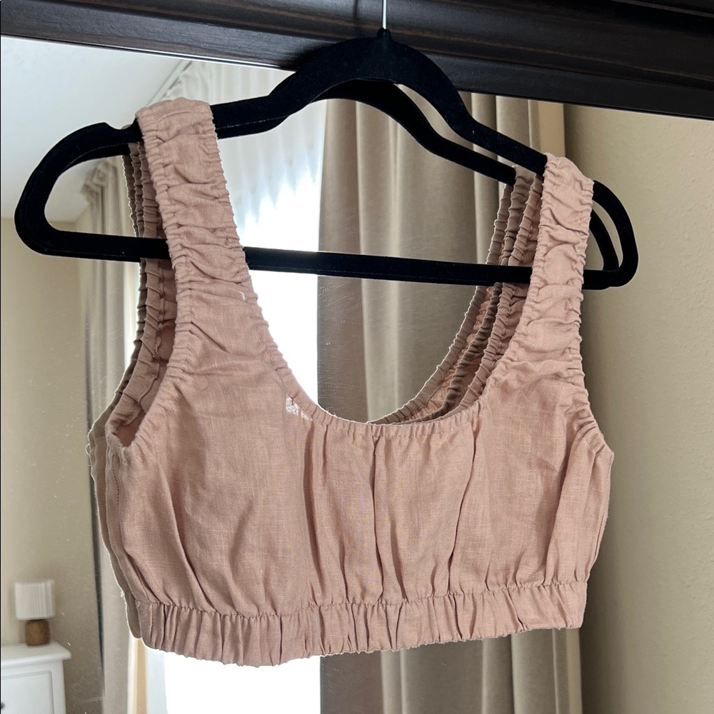 OZMA Dusty Rose Ruched Crop Top